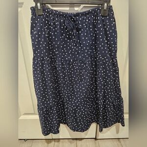 Hollister Navy and White Polka Dot A-Line Skirt